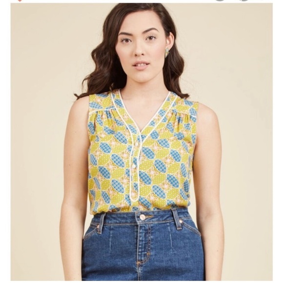 ModCloth Cafe au Soleil Sleeveless Top in Print Mix - Picture 5 of 5